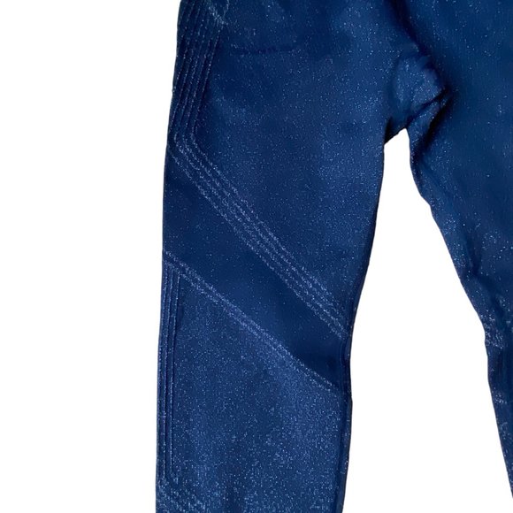 NWOT Athleta Twilight Sparkly Leggings Navy Silver Active Athleisure-M - Picture 7 of 12